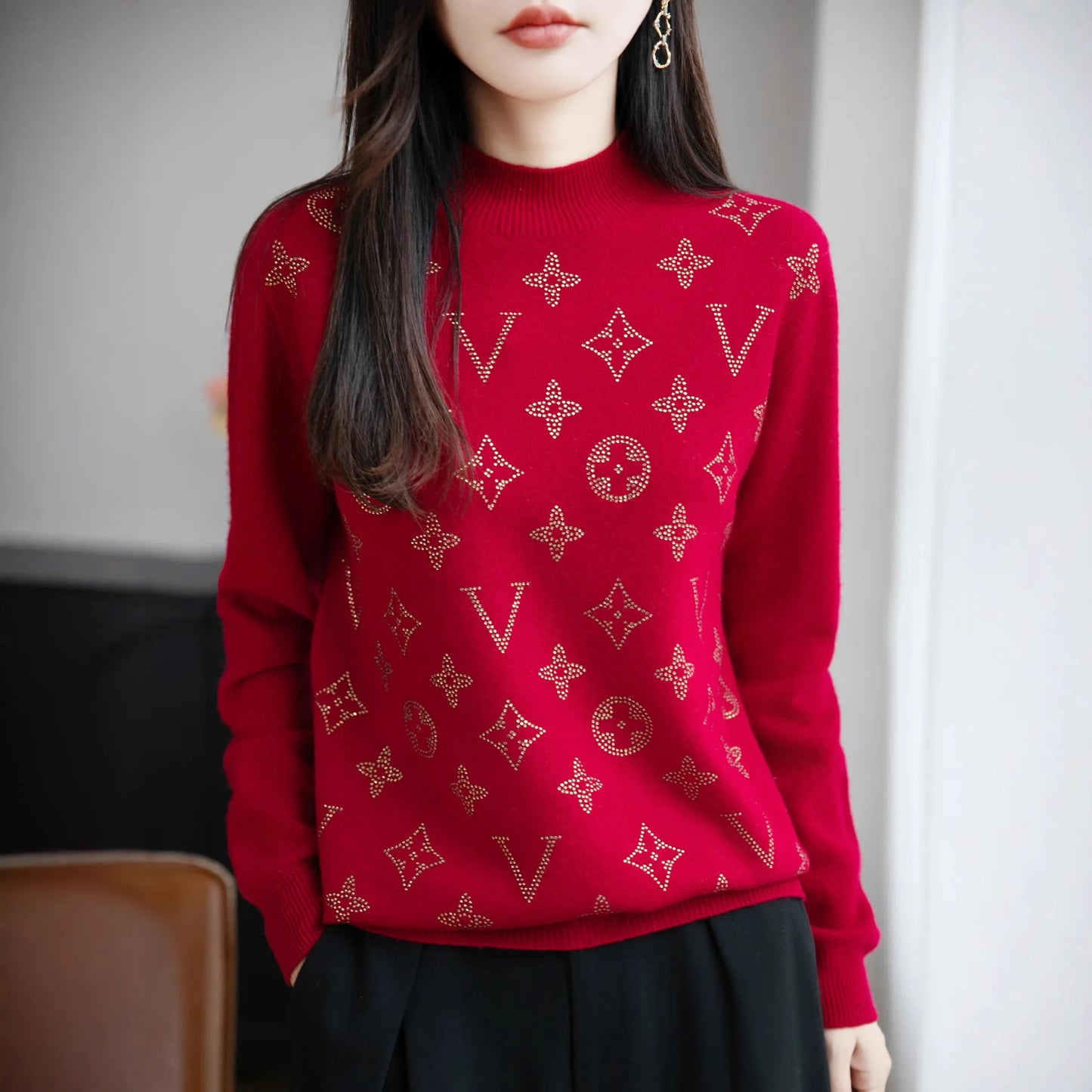 Women’s Fine Knit Half Turtleneck Sweater – Elegant Casual Style