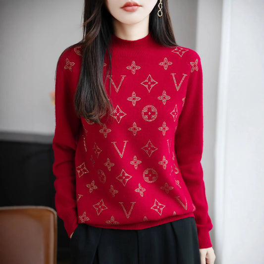 Women’s Fine Knit Half Turtleneck Sweater – Elegant Casual Style