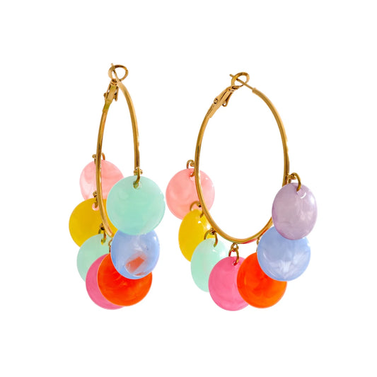 Colorful Resin Vintage Hoop Earrings