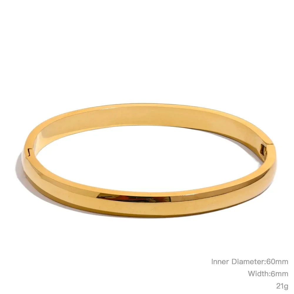 Minimalist Vintage Gold Stainless Steel Bangle Waterproof