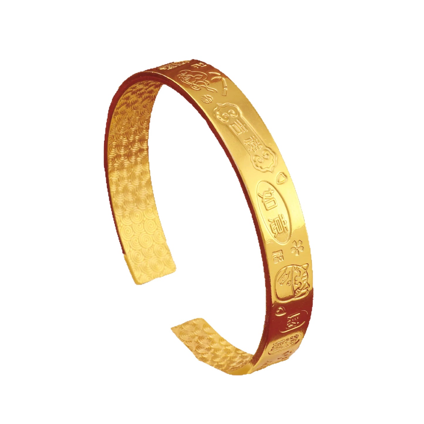 24K Gold Pi Xiu Fish Scale Open Bracelet