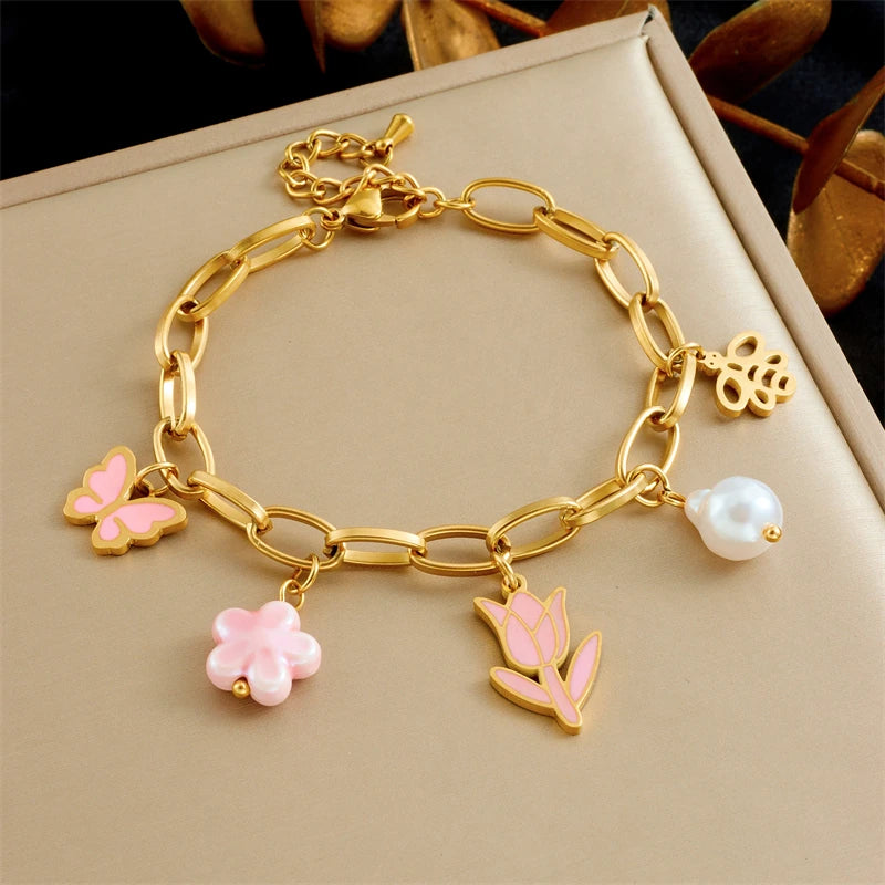 Tulip Jewelry Set Stainless Steel