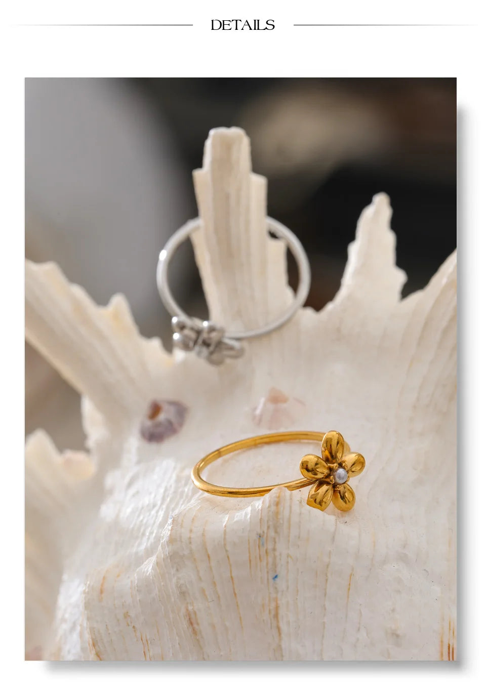 18K Gold Plated Flower Ring Stainless Steel