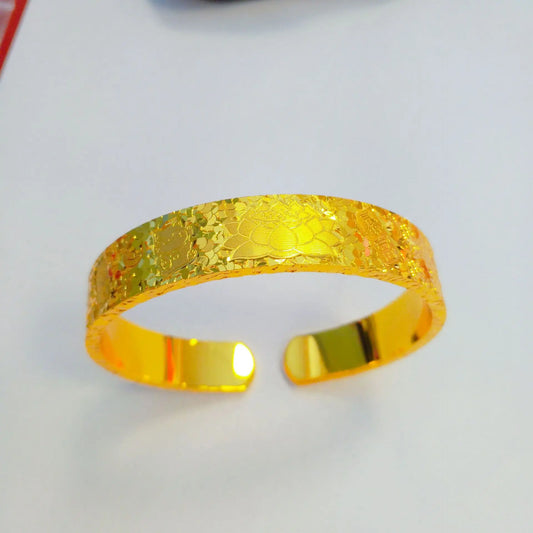 24K Gold Lotus Open Cuff Bracelet