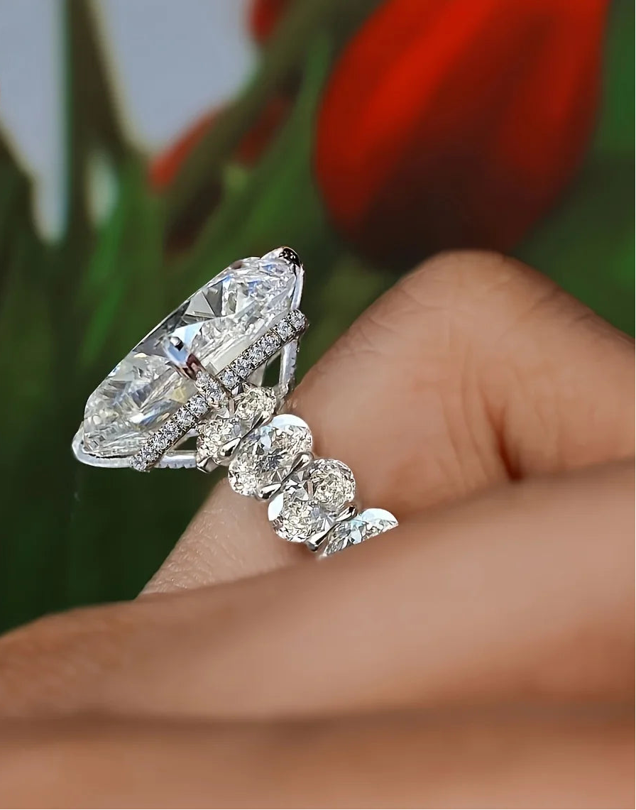 Hidden Halo Vintage 925 Silver  Wide Band