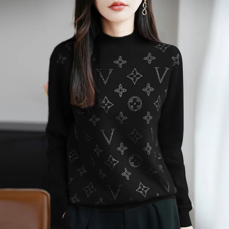 Women’s Fine Knit Half Turtleneck Sweater – Elegant Casual Style