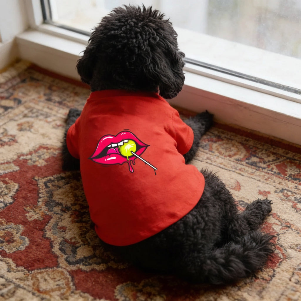 Lollipop & Lip Print Dog T-Shirt