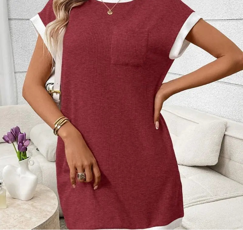 Casual Ribbed Knit Mini Dress