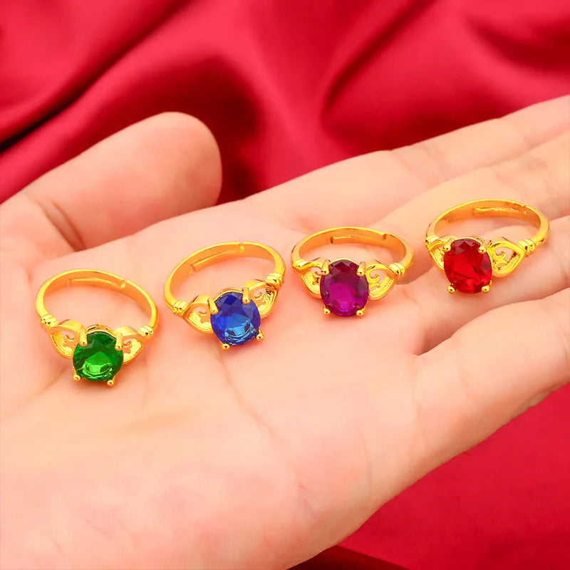 24K Gold Vintage Enamel Ring Adjustable