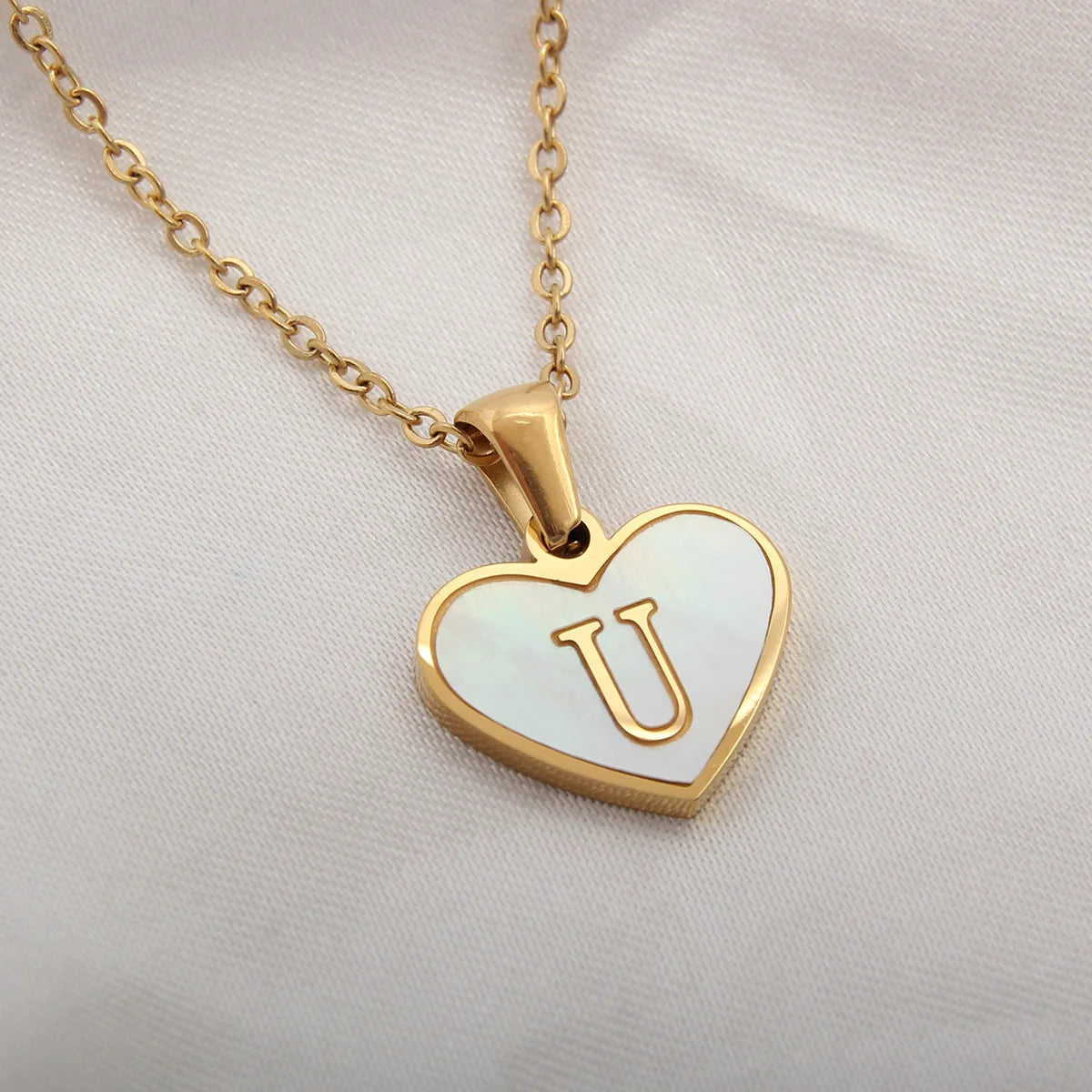Gold Plated Initial Necklace Stainless Steel