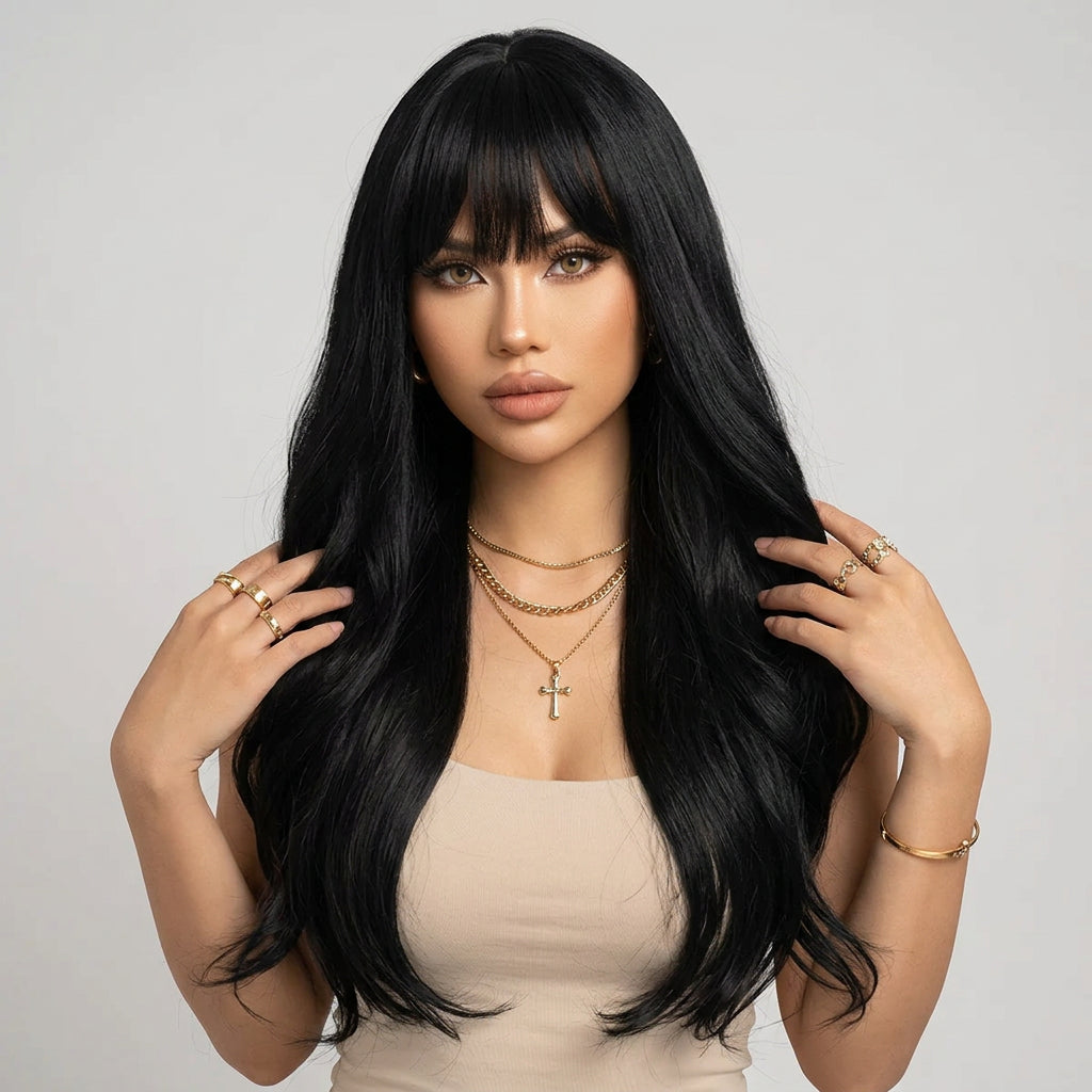 Long Wavy Wig with Bangs