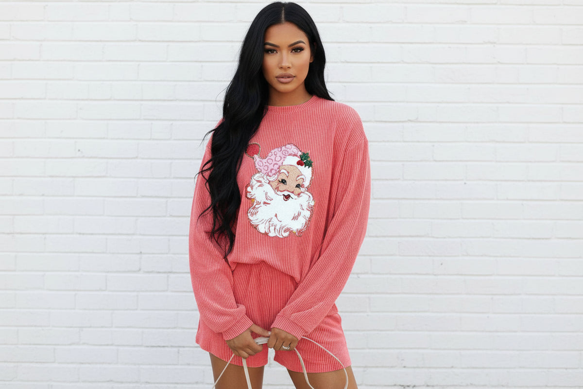 Women's Sequin Holiday Lounge Shorts Set