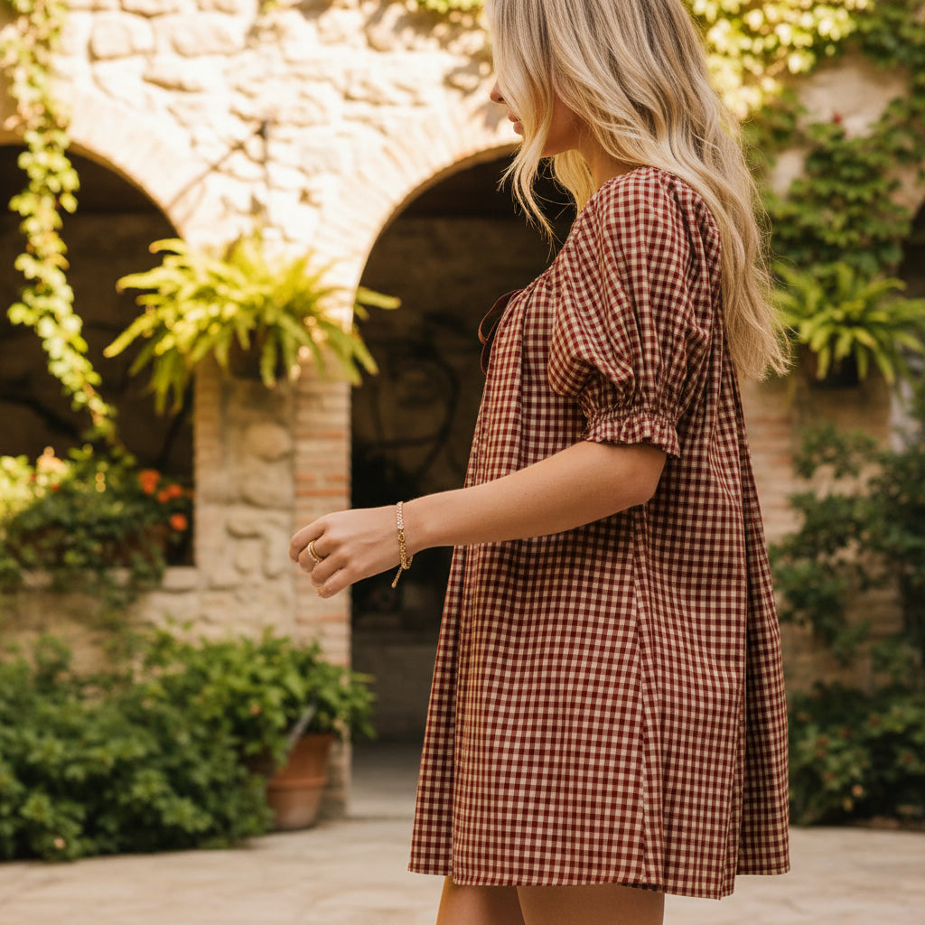 Plaid Babydoll Mini Dress