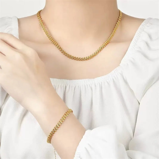 Gold Wheat Chain Jewelry Set