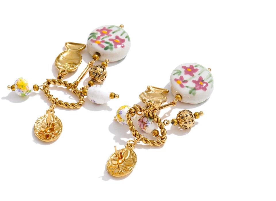 Gold Plated Flower Drop Stainless Steel