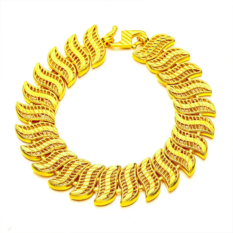 24K Gold Hollow Chain Bracelet Smooth S-Clasp
