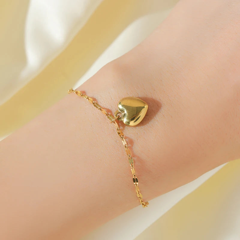 Heart Love 18K Gold Plated Stainless Steel