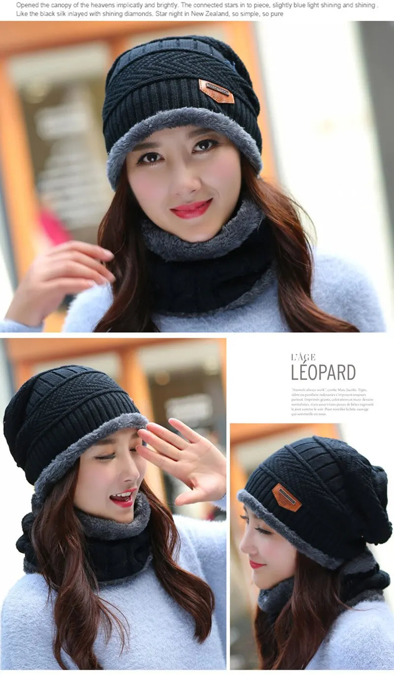 Warm Fleece Scarf Beanie