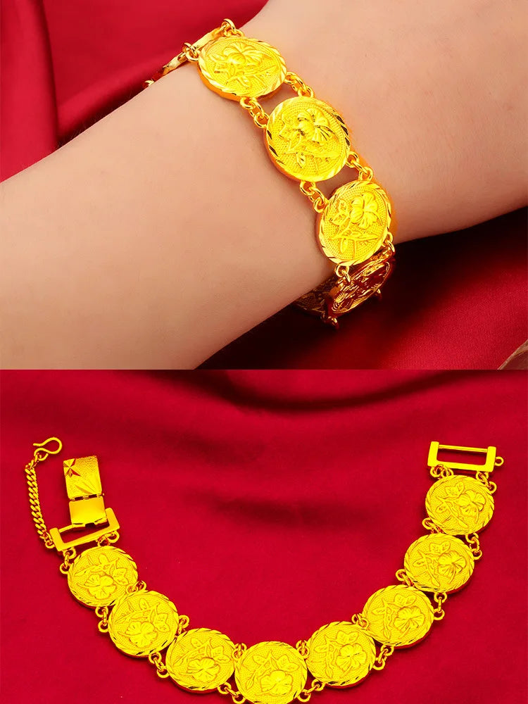 24K Gold Rose Bracelet 20mm Wide