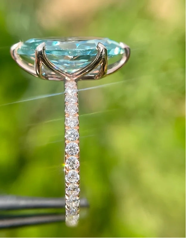 14K Gold Plated Blue Green Marquise Vintage Ring