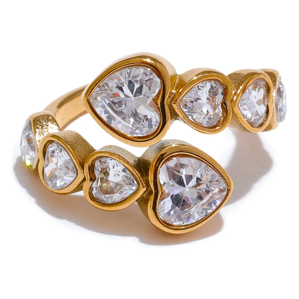18K Gold Plated Heart Ring Stainless Steel
