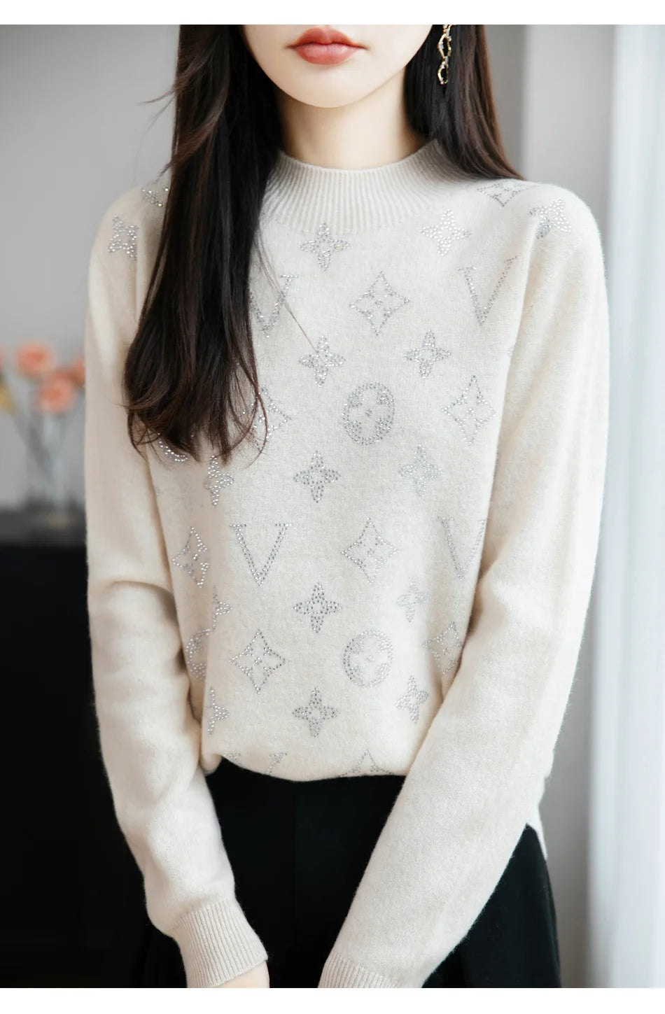 Women’s Fine Knit Half Turtleneck Sweater – Elegant Casual Style