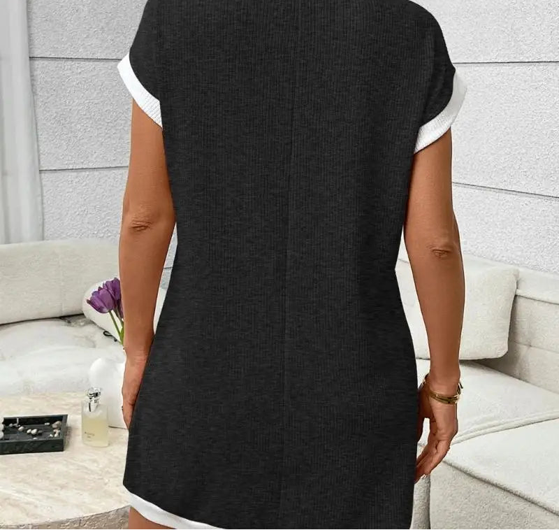 Casual Ribbed Knit Mini Dress