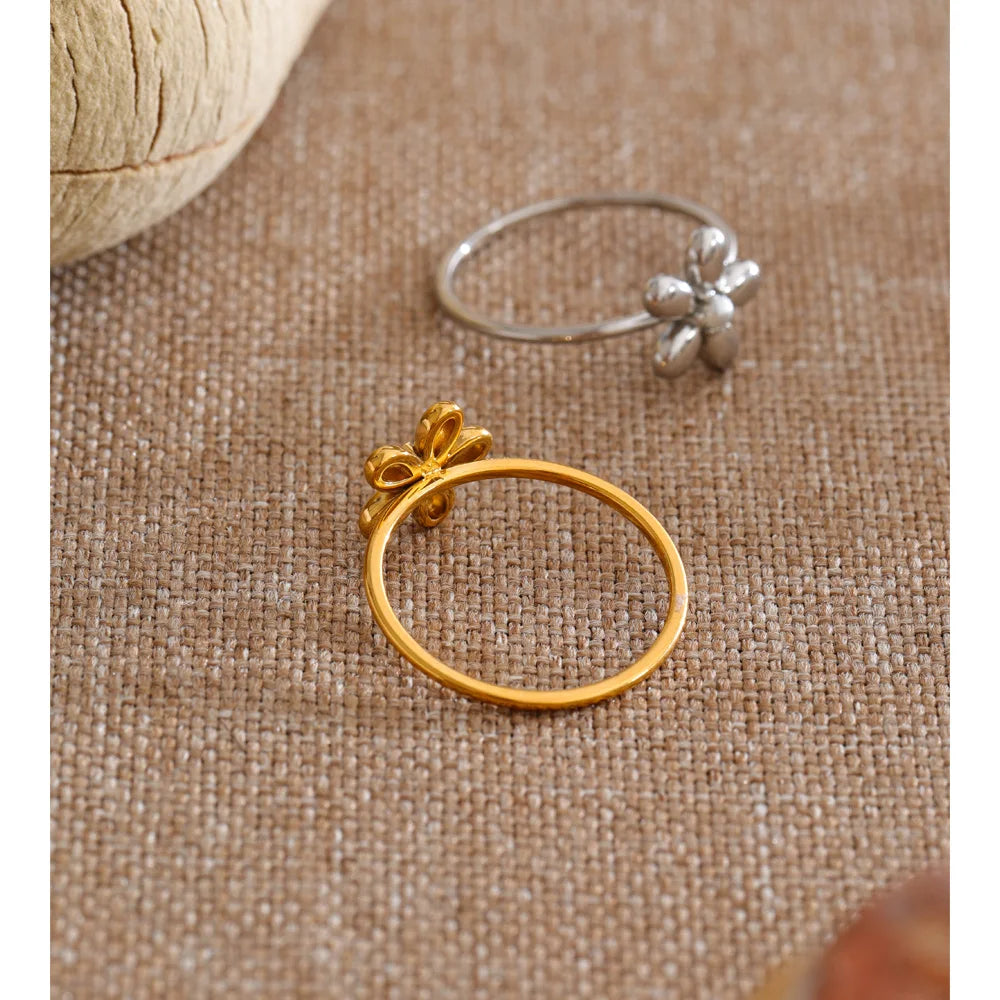 18K Gold Plated Flower Ring Stainless Steel