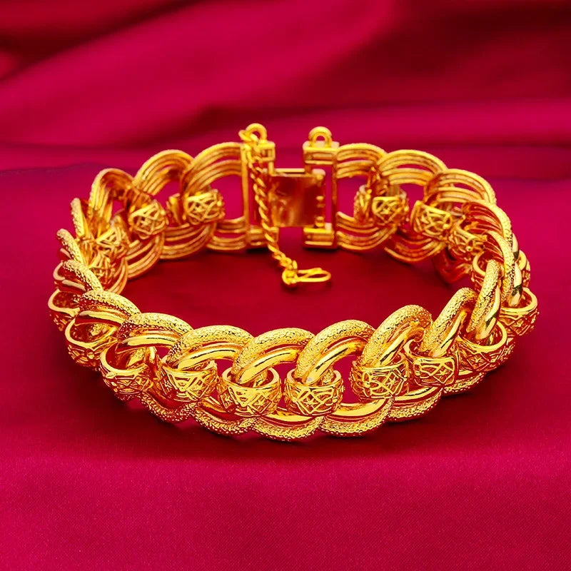 24K Gold Wide Chain Bracelet