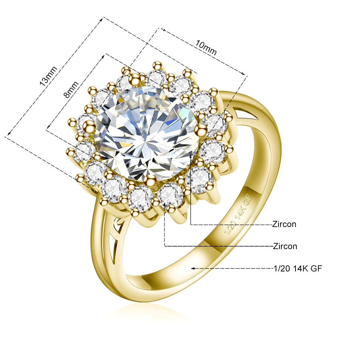 14K Gold Filled Halo Ring