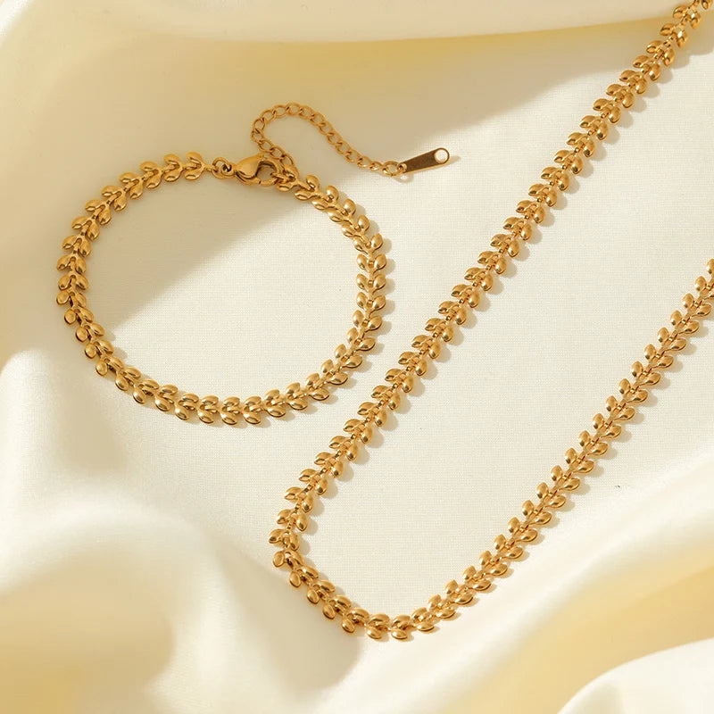 Gold Wheat Chain Jewelry Set