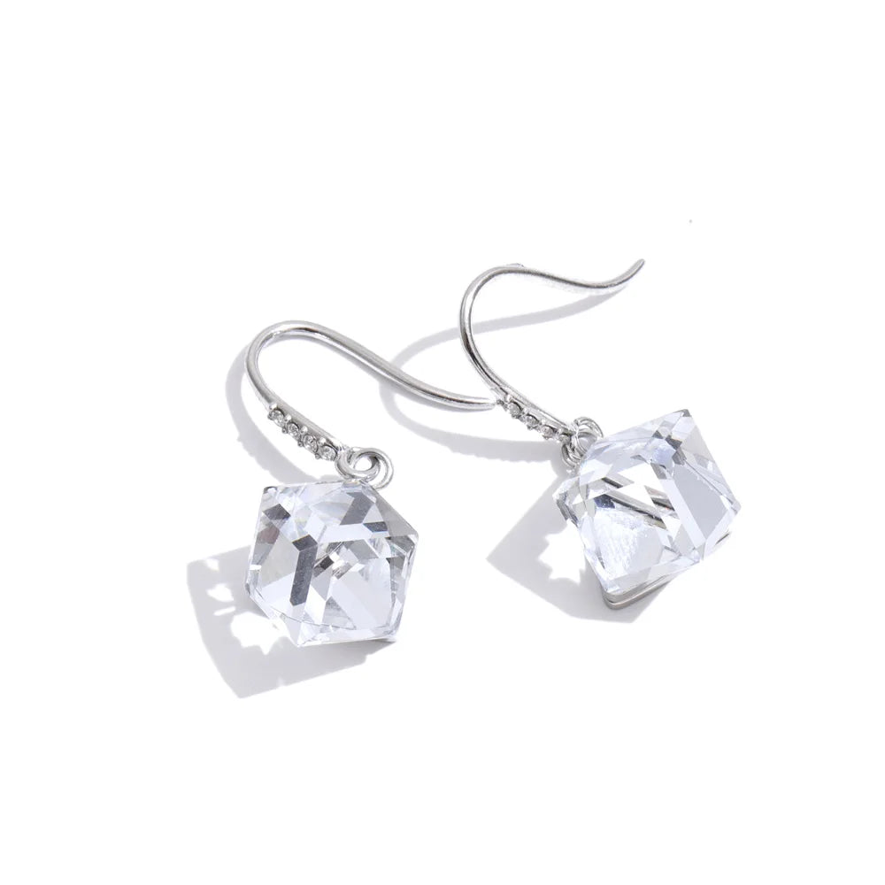 Vintage Gold Crystal Square Drop Earrings