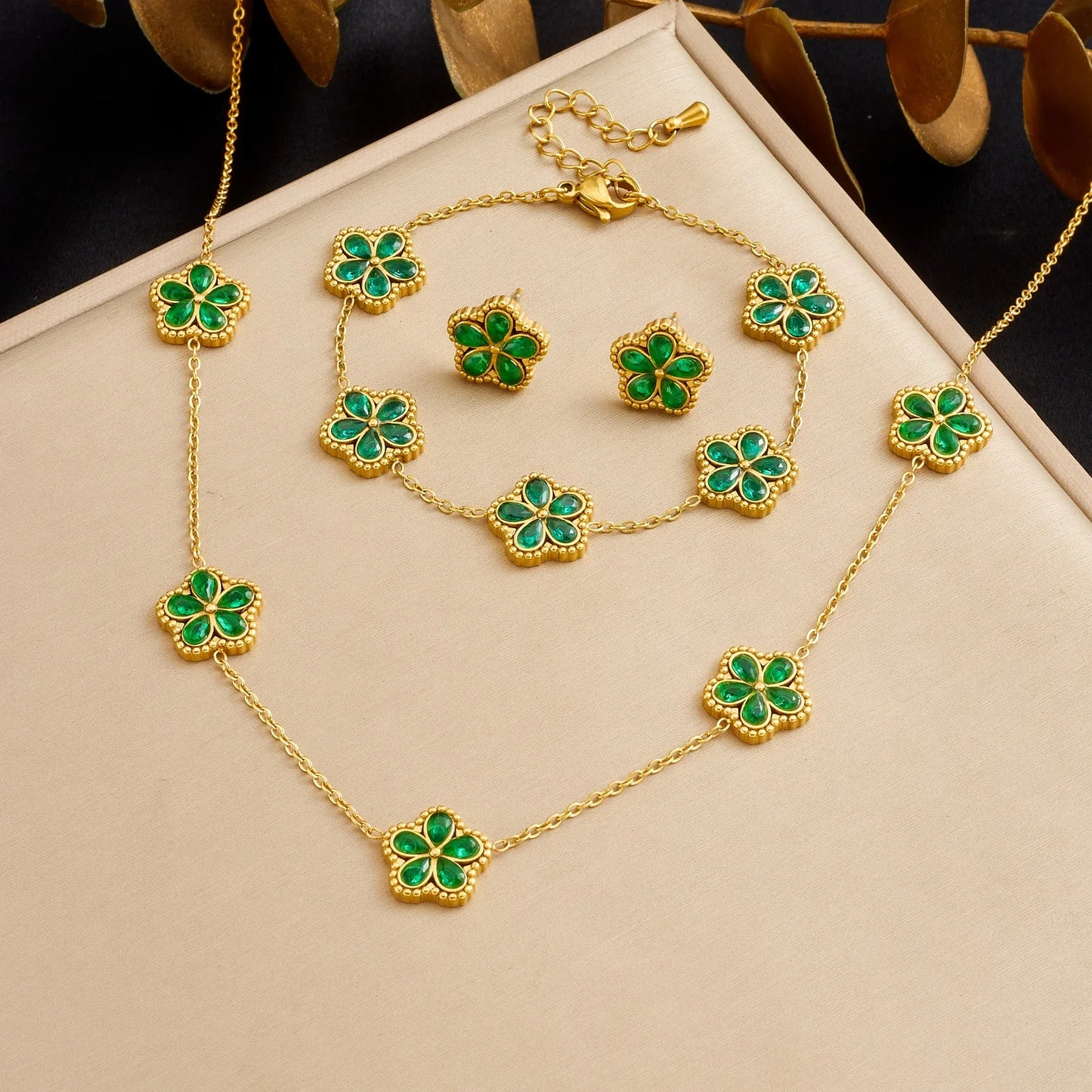 14K Gold Plated Flower Style Stainless Steel