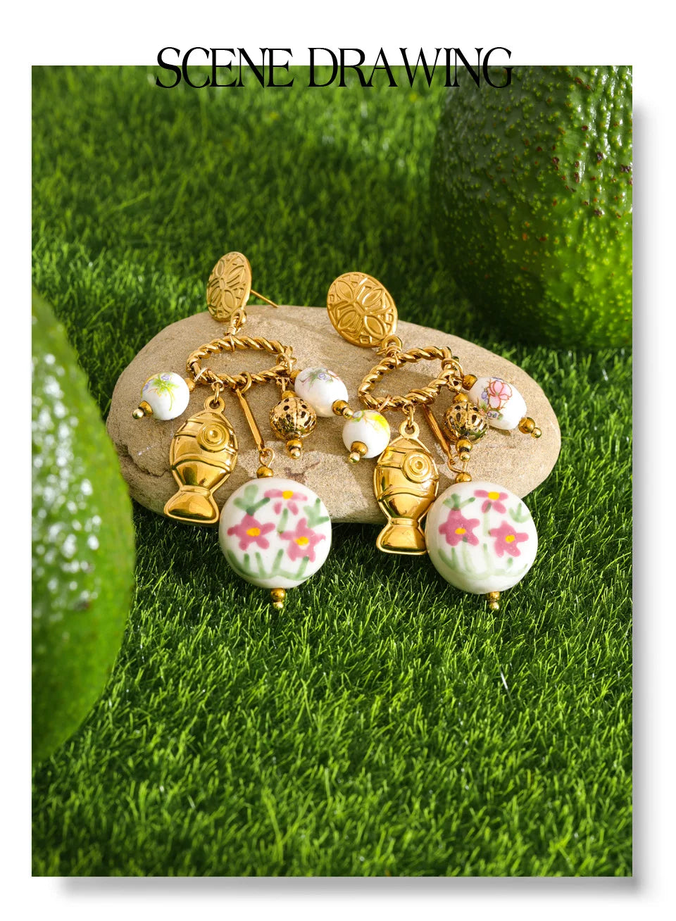 Gold Plated Flower Drop Stainless Steel