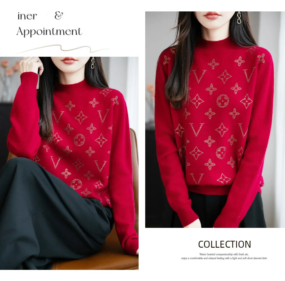 Women’s Fine Knit Half Turtleneck Sweater – Elegant Casual Style