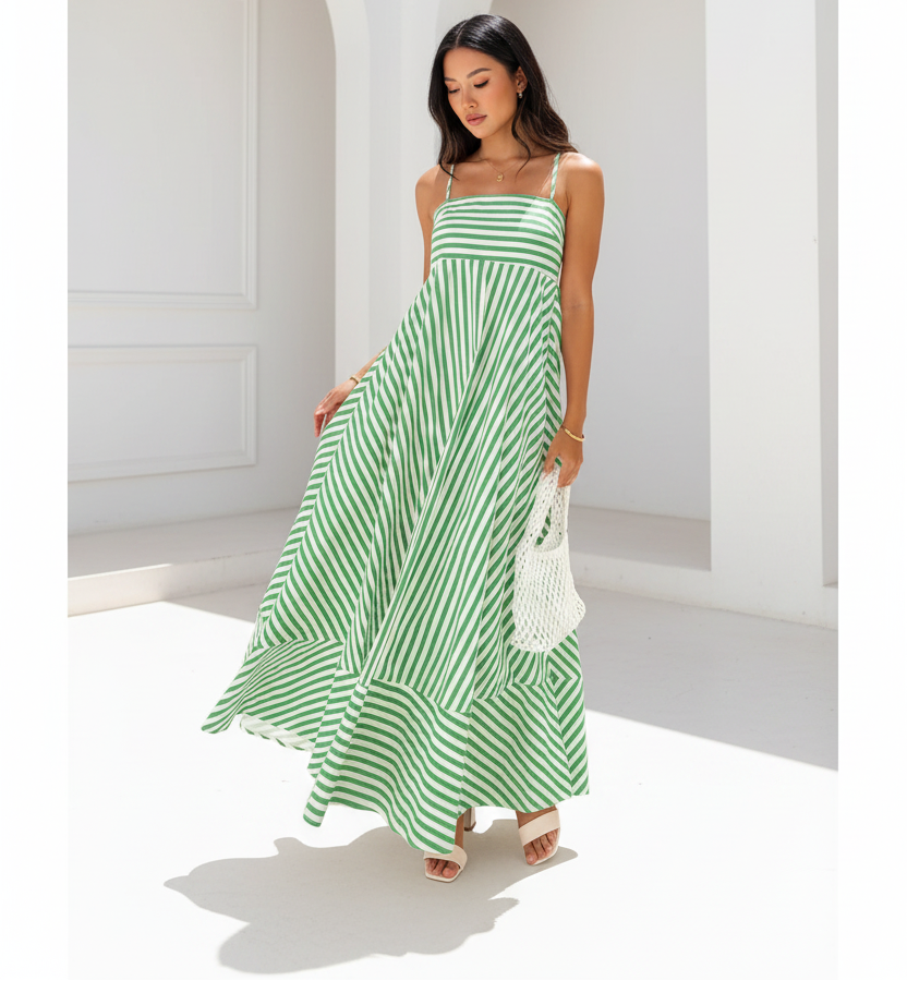 Striped Maxi Dress with Pockets