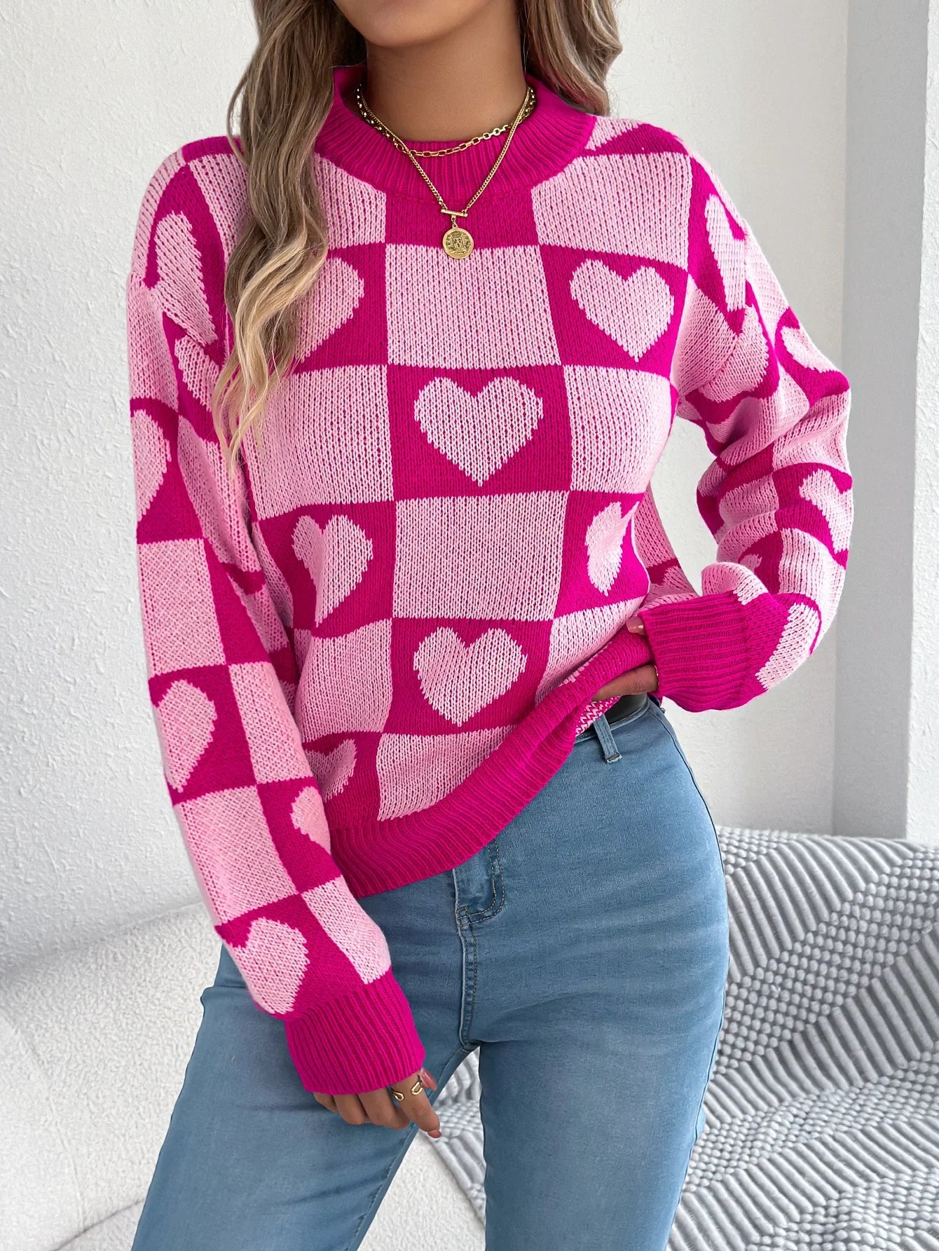 Valentine’s Day Heart Lantern Sleeve Sweater