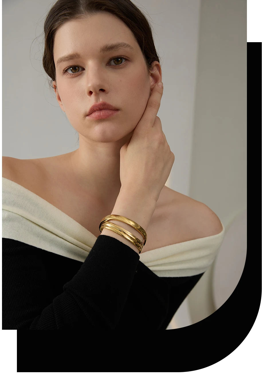Minimalist Vintage Gold Stainless Steel Bangle Waterproof