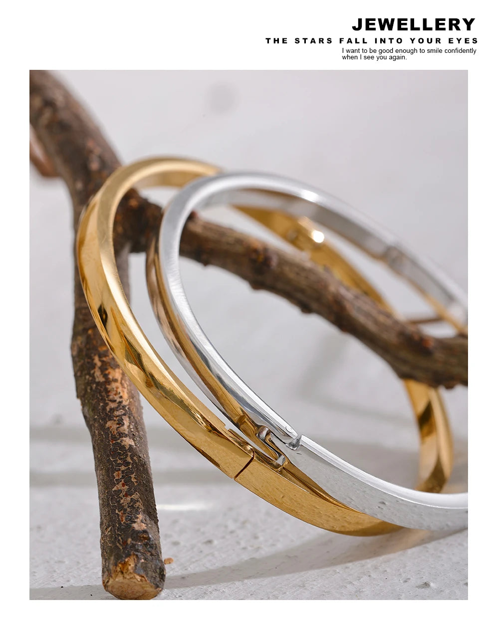 Minimalist Vintage Gold Stainless Steel Bangle Waterproof