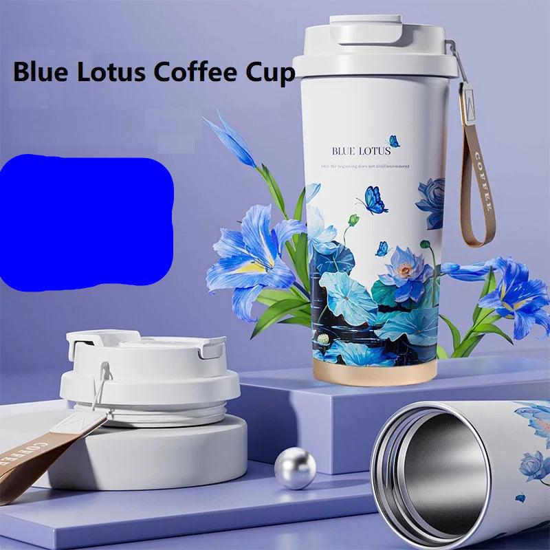 Flower Print Stainless Steel Insulated Travel Mug