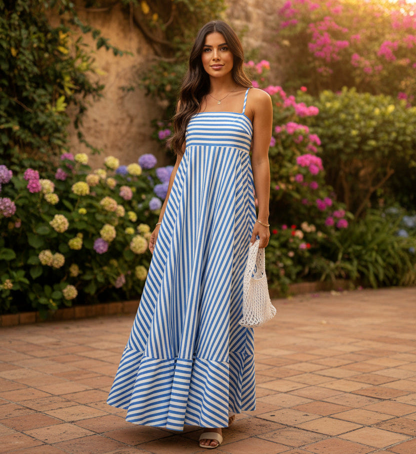 Striped Maxi Dress with Pockets