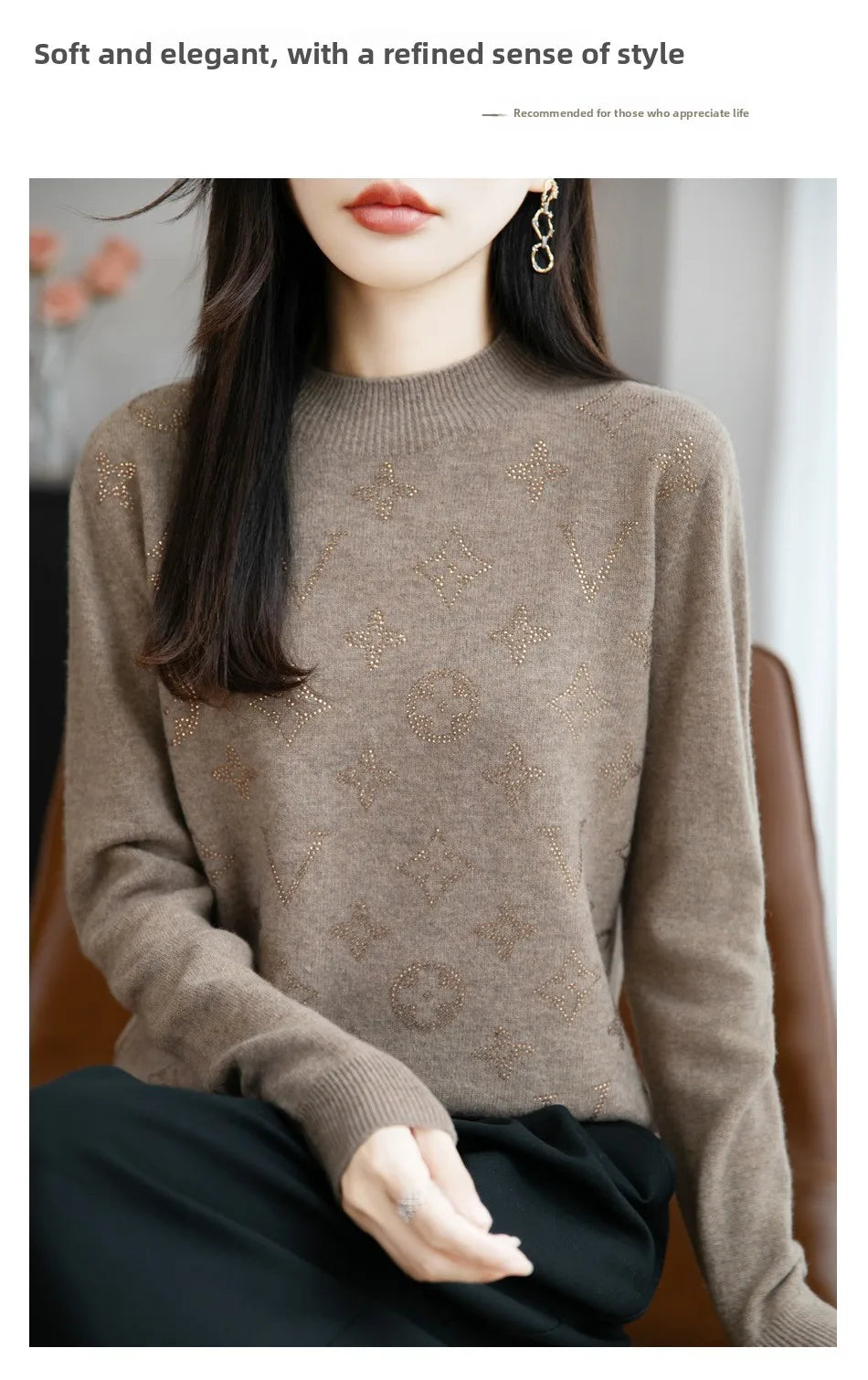 Women’s Fine Knit Half Turtleneck Sweater – Elegant Casual Style