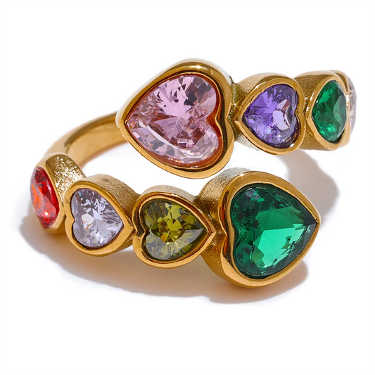 18K Gold Plated Heart Ring Stainless Steel