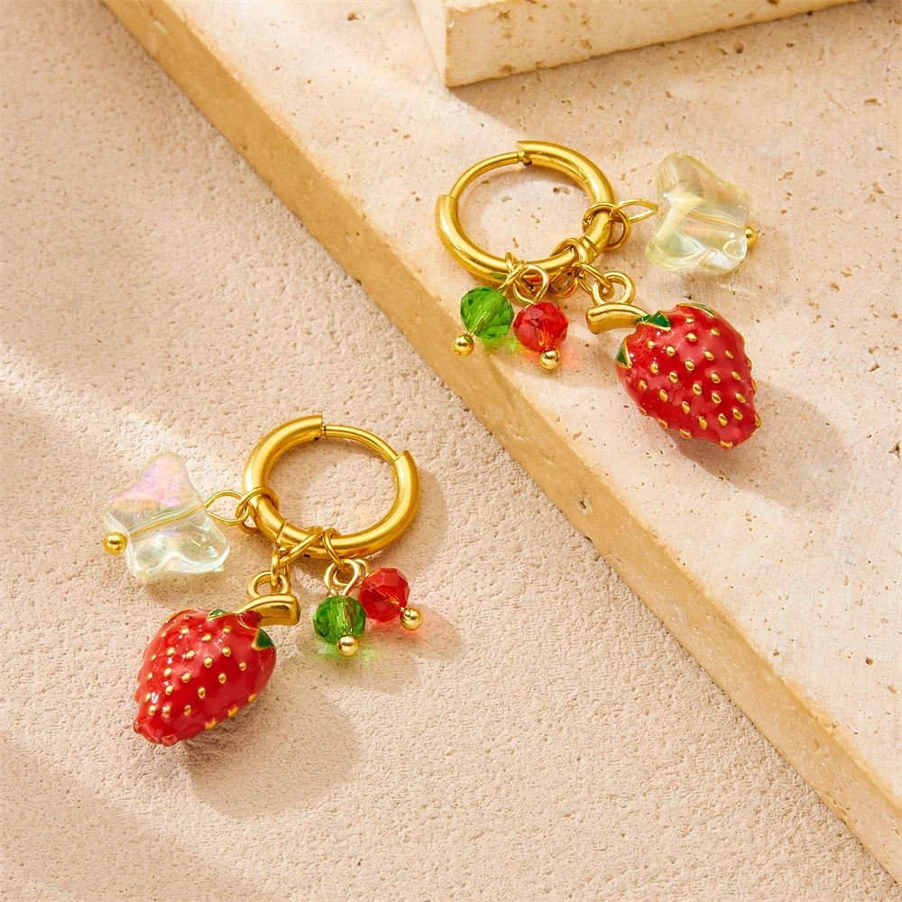 Strawberry Earrings Stainless Steel