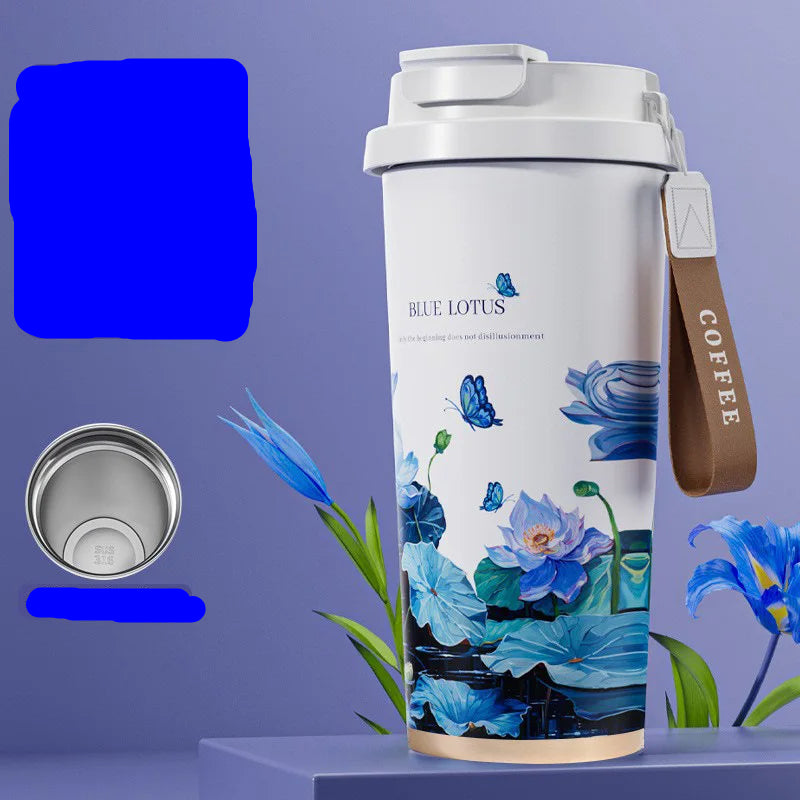 Flower Print Stainless Steel Insulated Travel Mug