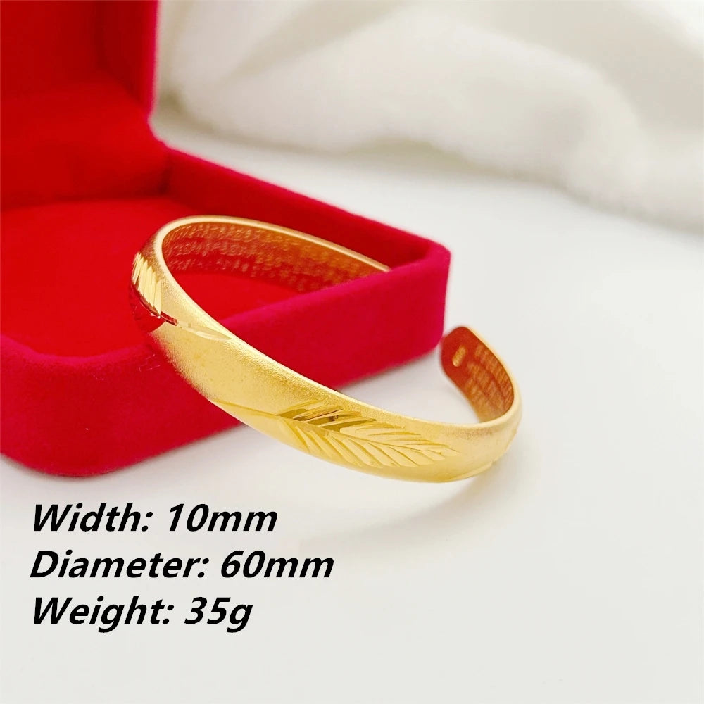 Women’s Gold Plated Open Cuff Bracelet Stainless Steel Bangle Vintage