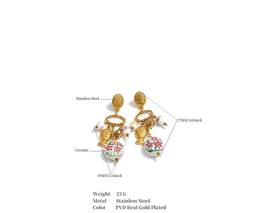 Gold Plated Flower Drop Stainless Steel
