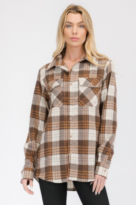 Infinity Beautiful Cozy Check Flannel – Oversized Plaid Shirt Style Layer - Infinity Beautiful Boutique