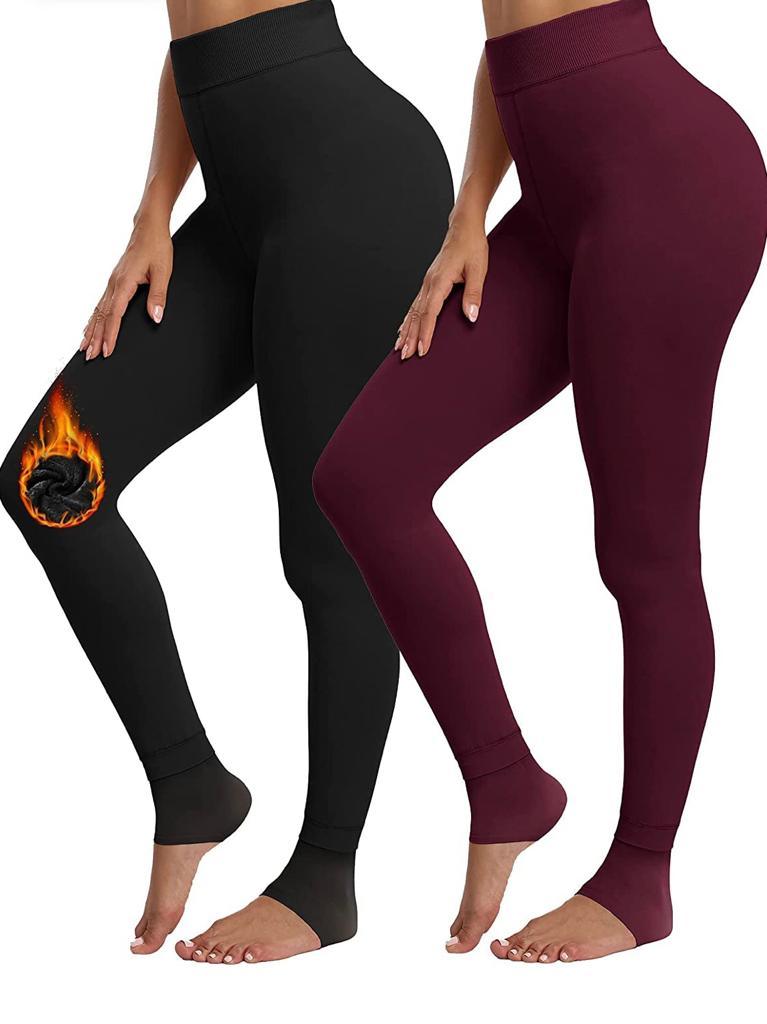 2 Pack Women‚Äôs Fleece Lined Leggings High Waist Stretchy warm - Infinity Beautiful Boutique