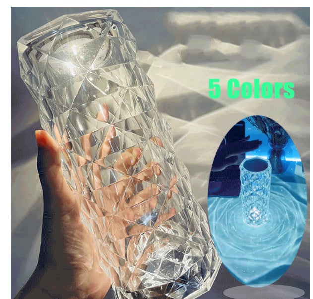 Nordic Crystal Lamp USB Table Lamps Bedroom Touch Dimming Atmosphere Diamond Night Light Rose Projector Lamp Decor - Infinity Beautiful Boutique